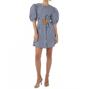 NEW JS71 dion stripe belt dress in nautical